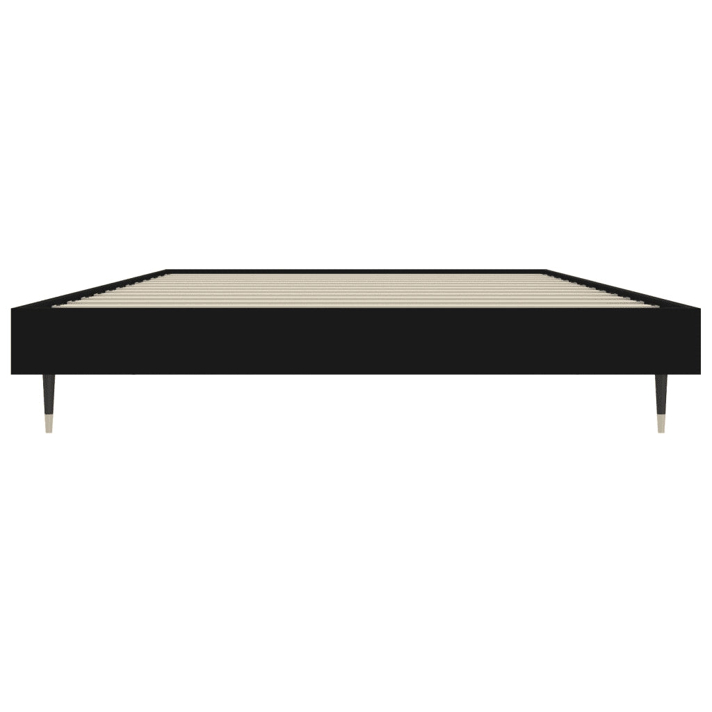 Letto singolo | Letto per adulti | Giroletto Nero 90x200 cm in Legno Multistrato