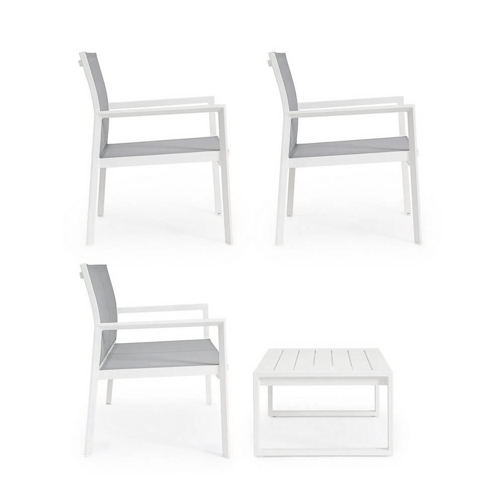 Set da 4 pezzi salotto da giardino in alluminio e textilene - QUIETUDE