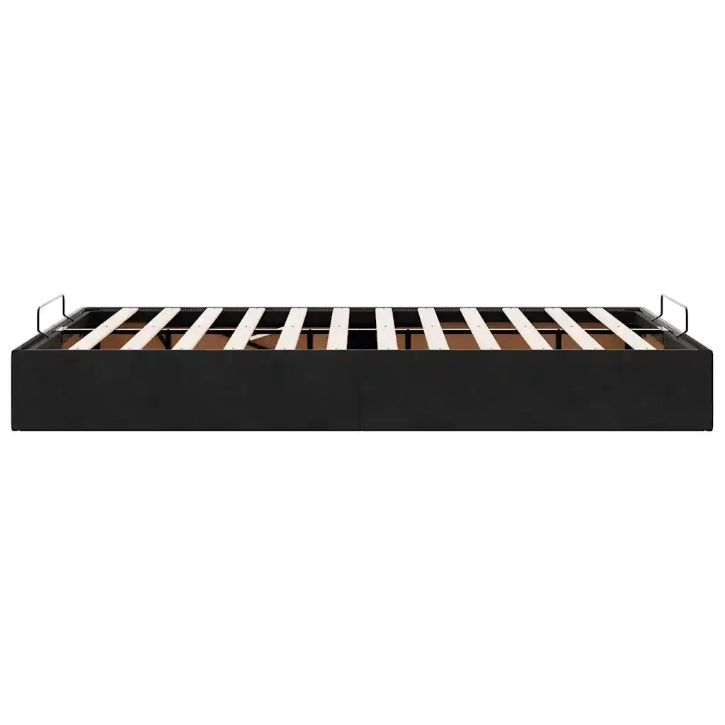 Struttura Letto Pouf senza Materasso-Giroletto con contenitore Nero 120x190 cm Velluto