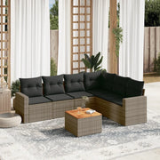 Set Divani da Giardino 7 pz con Cuscini Grigio in Polyrattan 3256473
