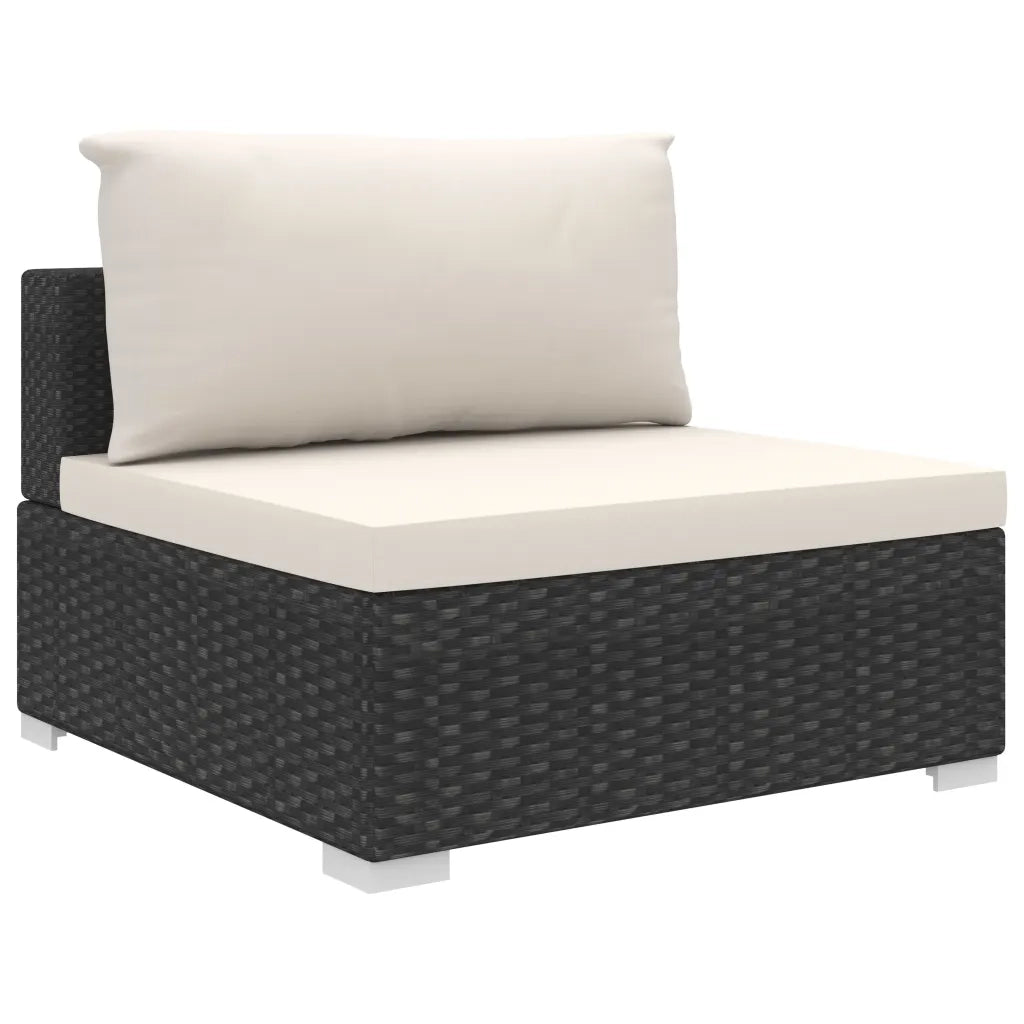 Set Divani da Giardino 9 pz con Cuscini in Polyrattan Nero 46786