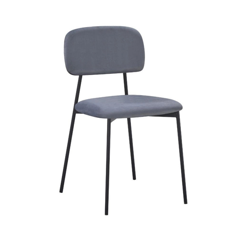 Sedia Shen in vellutino colore grigio e struttura in metallo nero set 4 pezzi