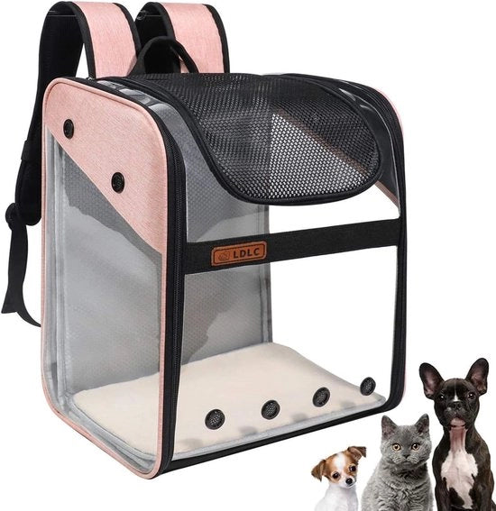 Borsa Portatile per Animali da Compagnia a Volo con Struttura di Acciaio, Trasparente, Ripiegabile e Spaziosa per Cani e Gatti (Rosso)