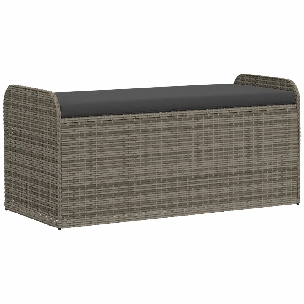 CassaPanca da Giardino | Panchina con Cuscino Grigia 115x51x52 cm in Polyrattan