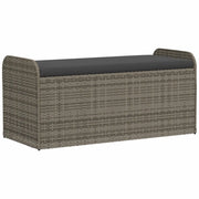CassaPanca da Giardino | Panchina con Cuscino Grigia 115x51x52 cm in Polyrattan