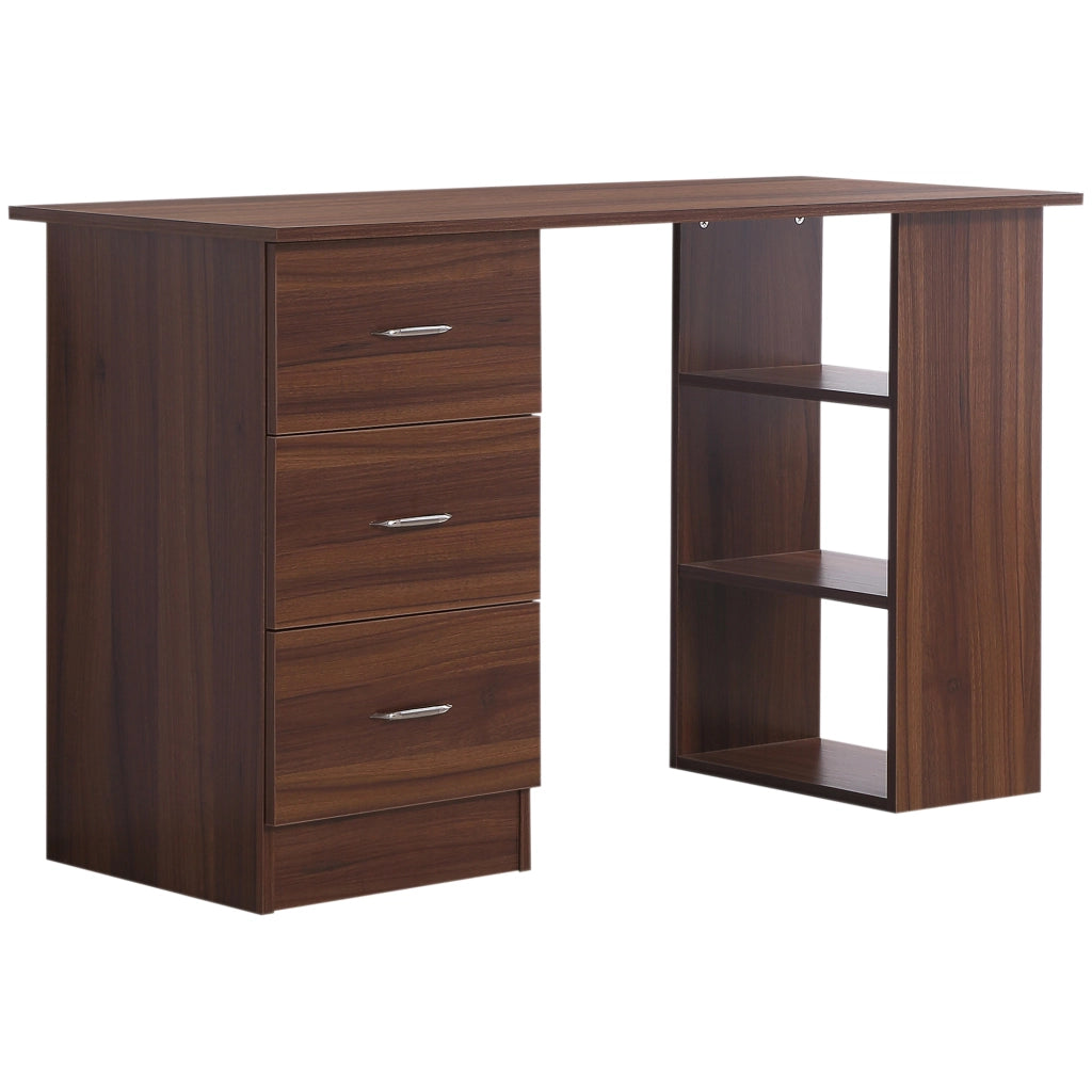 Scrivania con cassetti e ripiani ¨C Minimal ¨C 120x50 cm, noce