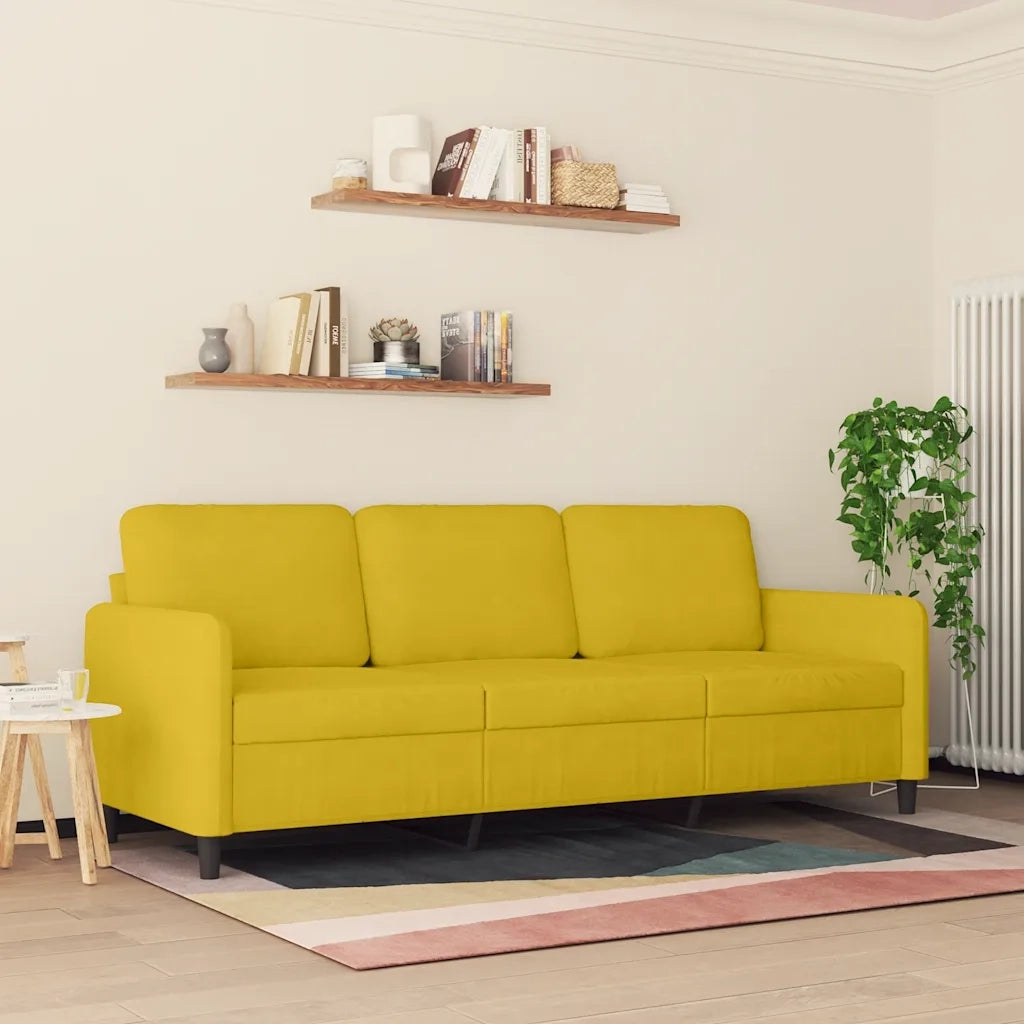 Divano a 3 Posti-Sofa 3 Posti Giallo 180 cm in Velluto 715465