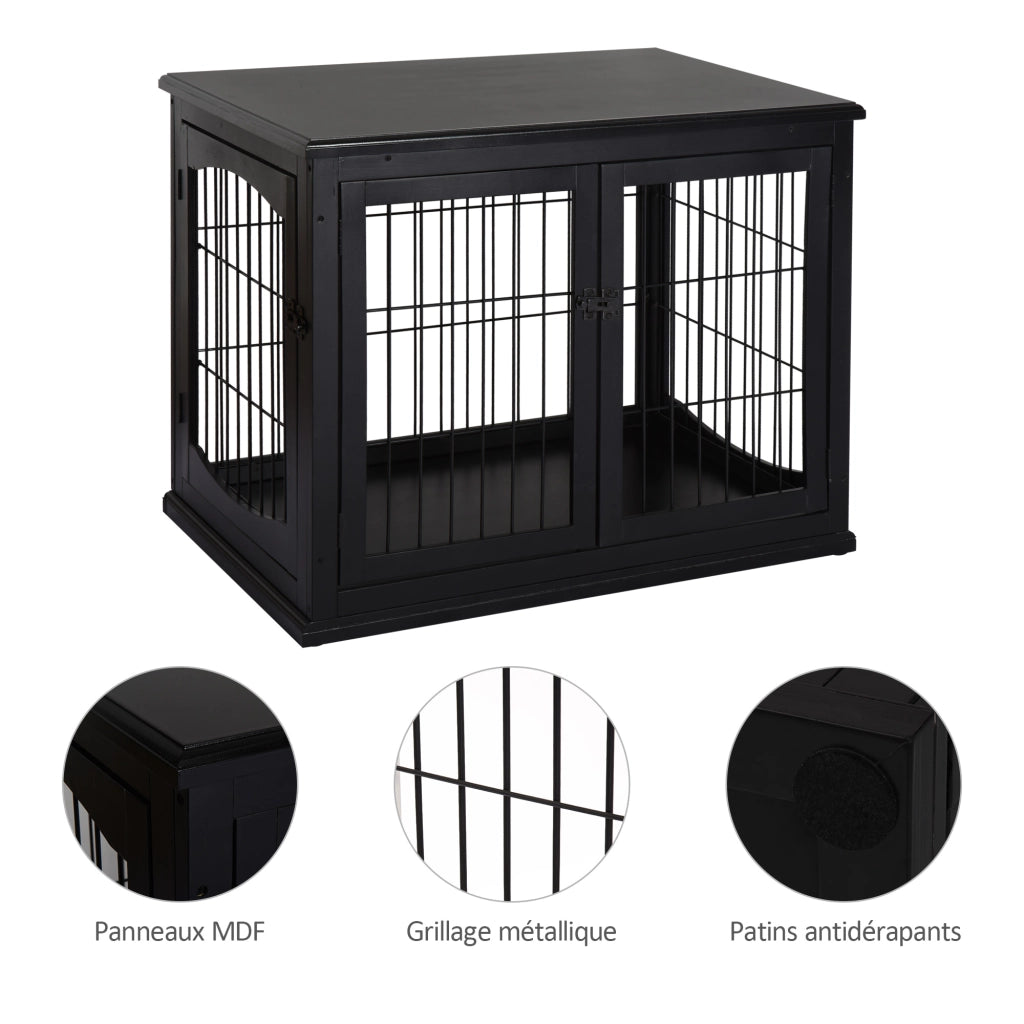 Gabbia per cani in legno MDF ¨C Minimal ¨C 81x58x66 cm nero