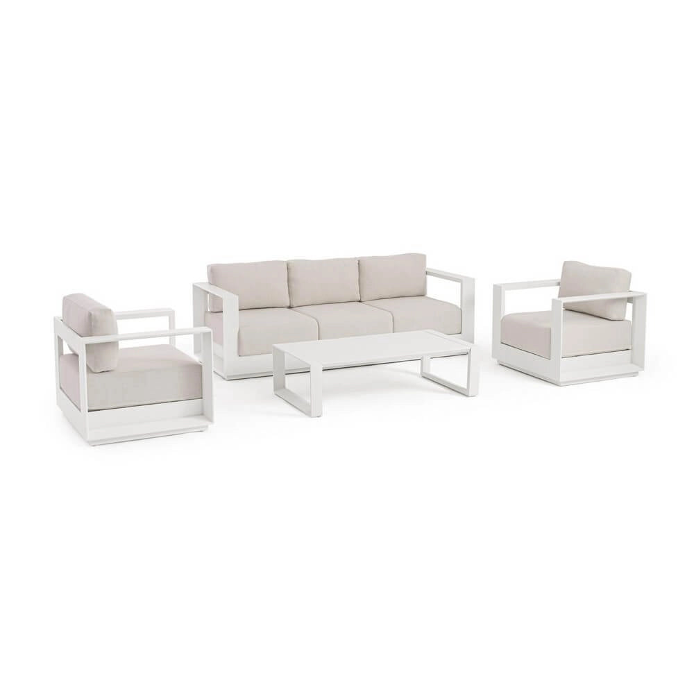 Set Salotto da Giardino in Alluminio con Cuscini 4 Posti - MOSES