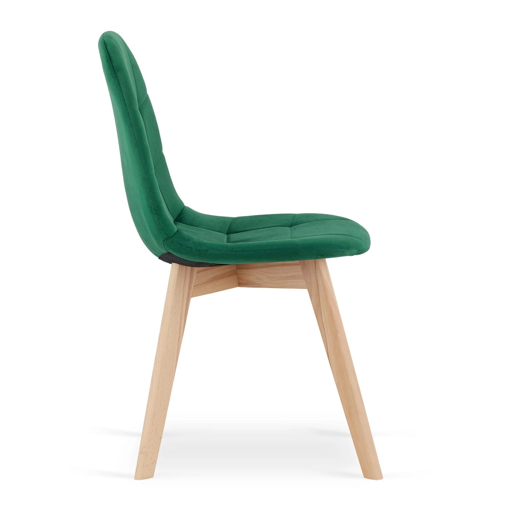 Sedia Valora NUUC in velluto verde scuro, design ergonomico