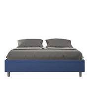 BS COM Letto matrimoniale con rete imbottito 160x200 similpelle blu
