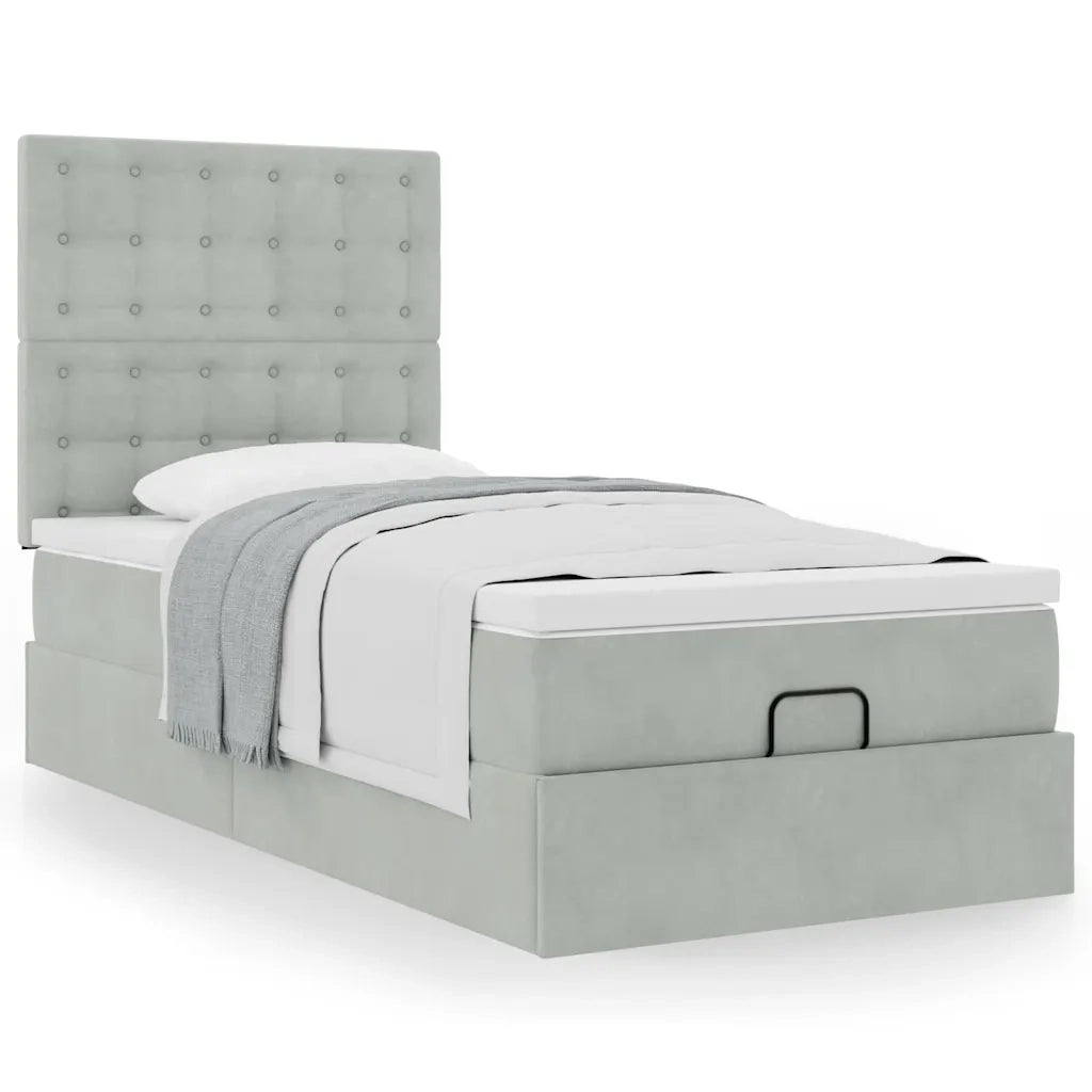 Struttura Letto Pouf con Materassi 100x200 cm Velluto 3313595