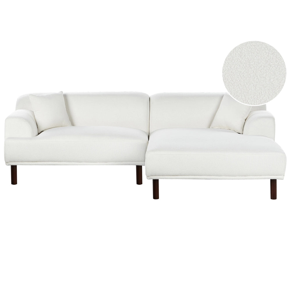 Divano ad angolo sinistro in tessuto bianco lato sinistro stile minimalista
