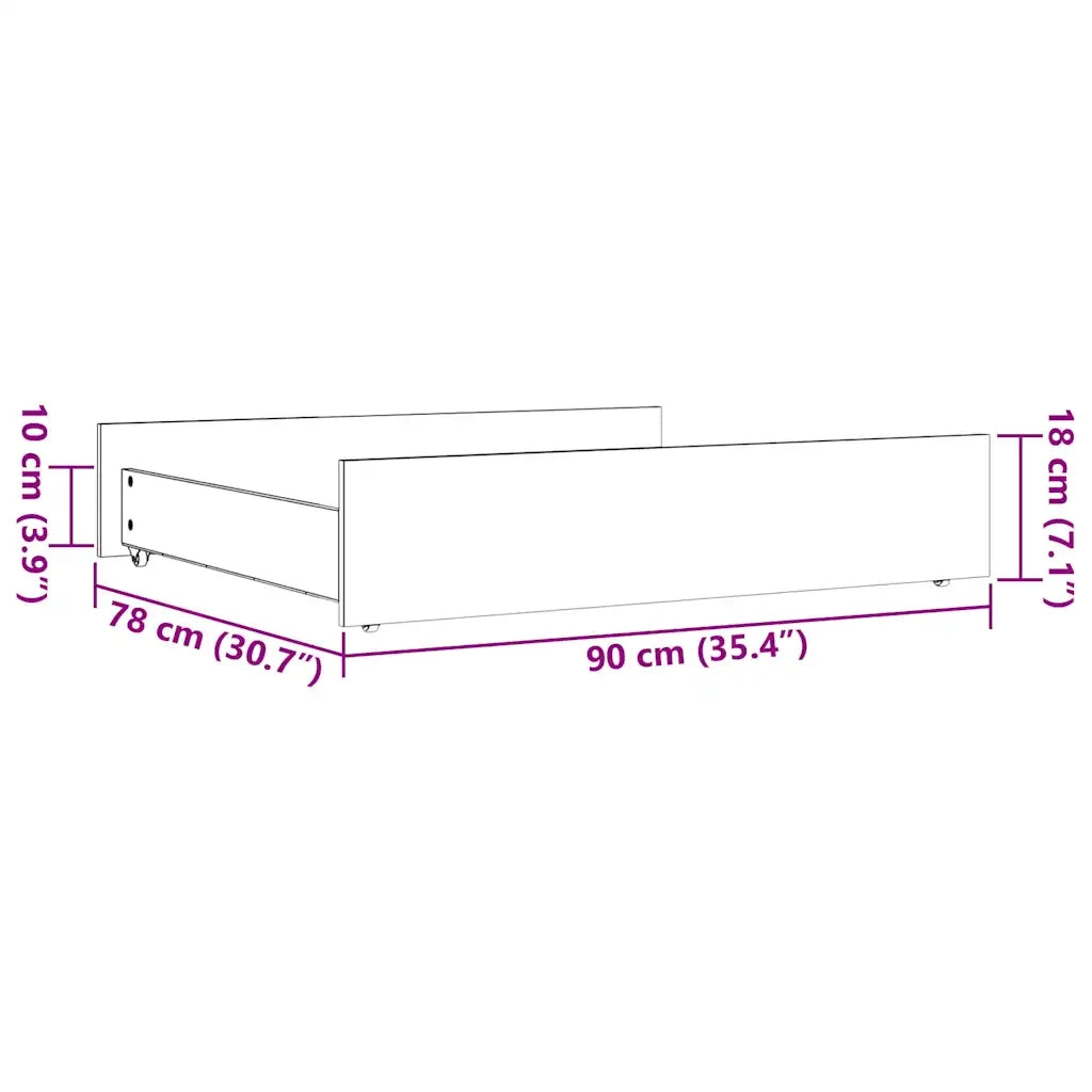 Cassetti per Letto 2 pz Marrone Cera in Legno Massello di Pino CFW3187680