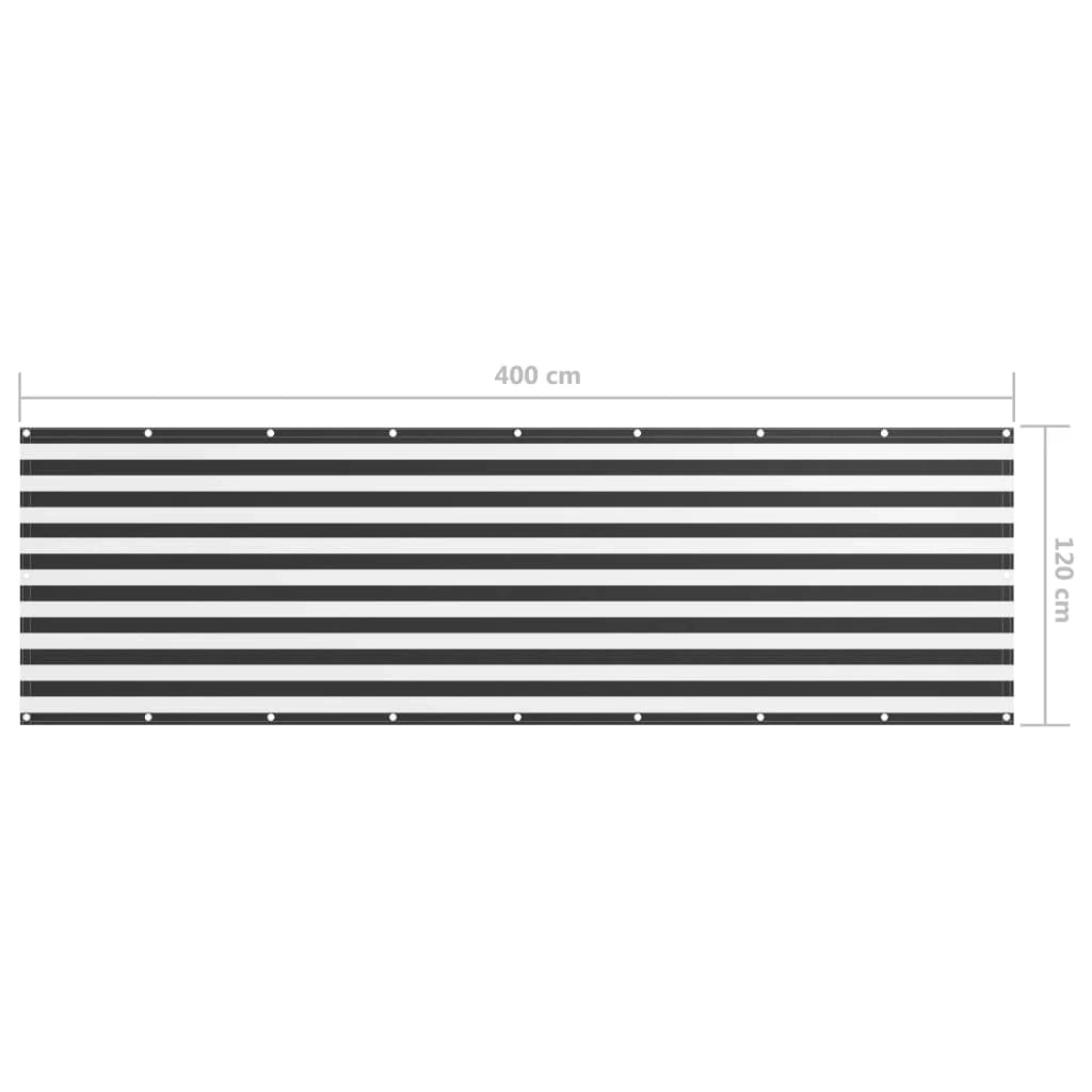 Paravento per balcone 120 x 400 cm tessuto oxford antracite e bianco 02_0009980