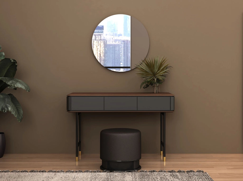 Pouf in similipelle grigio scuro