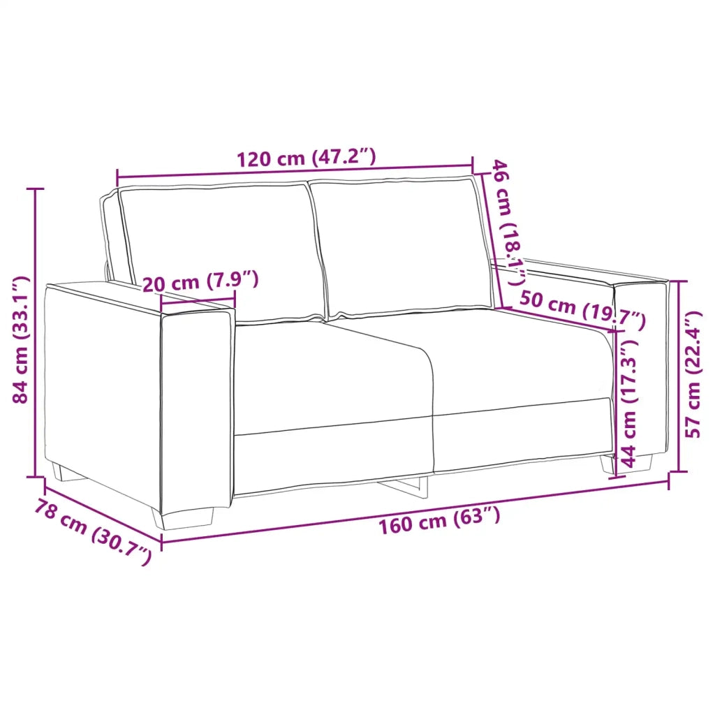 Divano a due posti Grigio 160 cm Pelle Sintetica 4105047