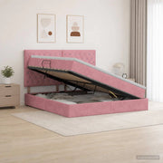 Letto con contenitore LED e materasso Rosa 180 x 200 cm Velluto 3460091