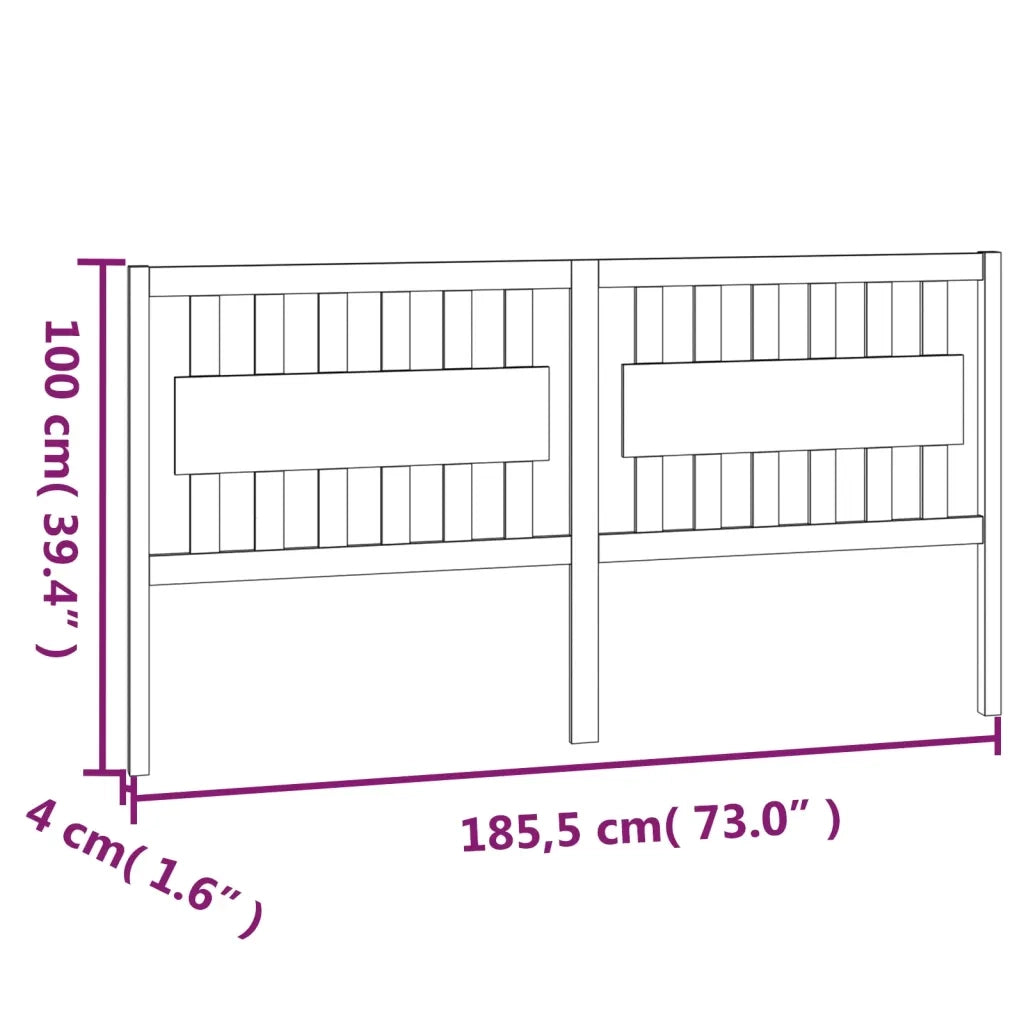 Testiera per Letto-Testata-Testiera Decorativa 185,5x4x100 cm in Legno Massello di Pino 906852