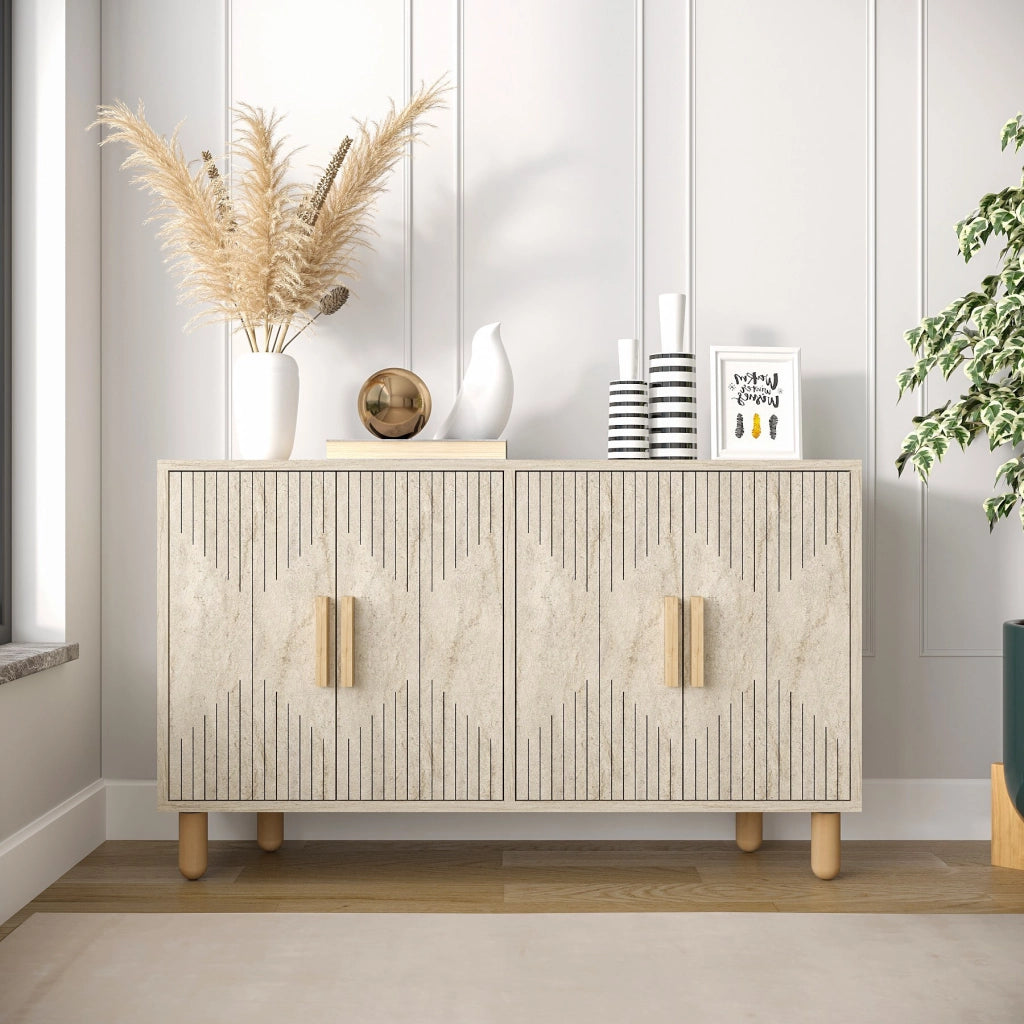 Credenza in legno "Roger" - 120 x 30 x 74 cm - Travertino