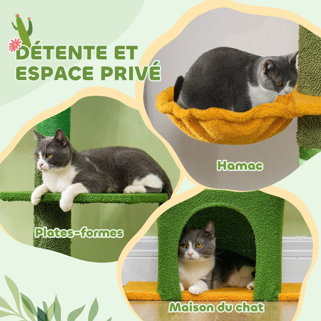 Casetta per gatti con piattaforme e amaca ¨C zephmum ¨C verde 275cm