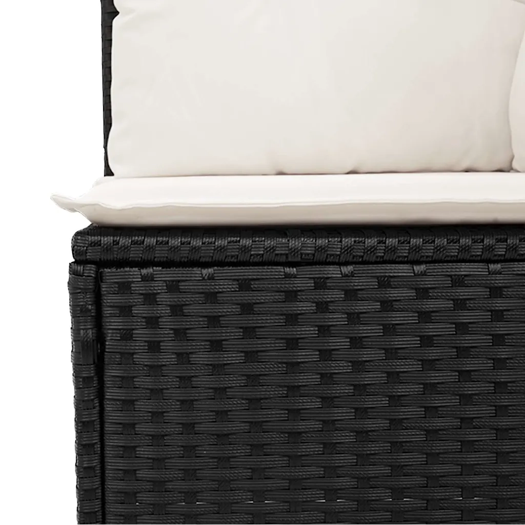Set Divano da Giardino 6 pz con Cuscini Nero in Polyrattan 3326989