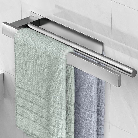 Sostegno asciugamano senza forare con supporto asciugamano da bagno in acciaio inox con adesivo per asciugamano a due bracci per parete per bagno e cucina