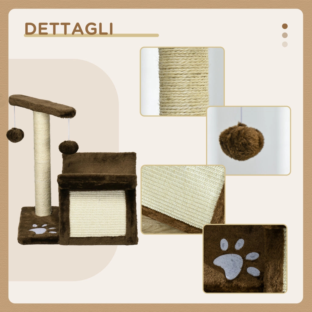 Albero per Gatti con Cuccia e Palline ¨C Zephmum ¨C Naturale Altezza 43cm