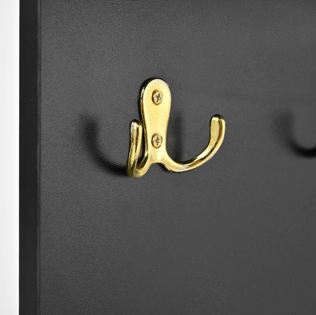 Guardaroba da ingresso 78x38.5x180.5 cm con specchio e vano scarpe nero