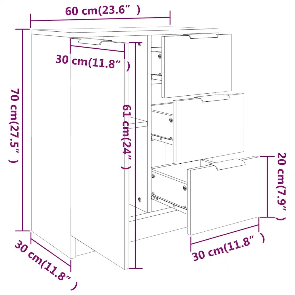 Credenza Rovere Fumo 60x30x70 cm in Legno tecnico 816988