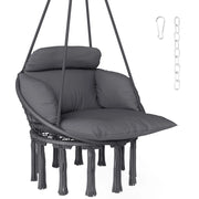 Poltrona sospesa con cuscino imbottito e frange ¨C Xylo ¨C grigio scuro 80x60x40 cm