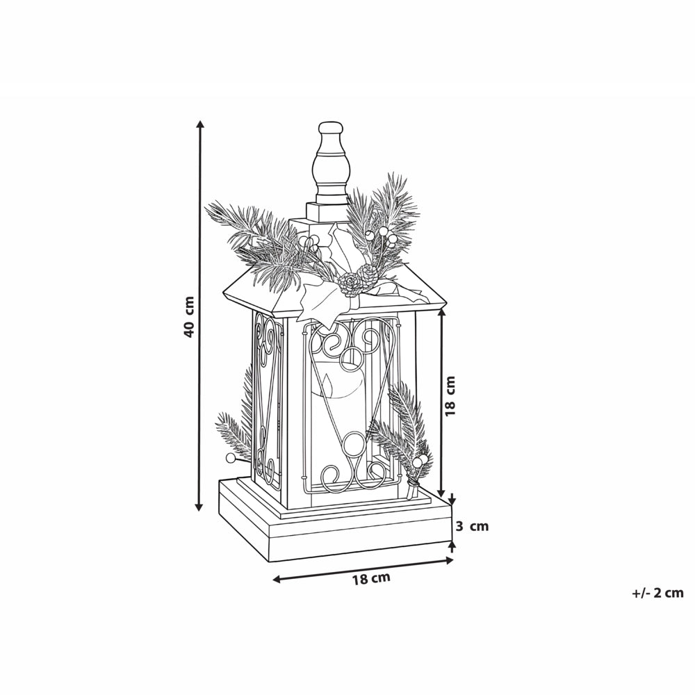 Lanterna LED in legno di abete marrone scuro Decorazione natalizia tradizionale fatta a mano