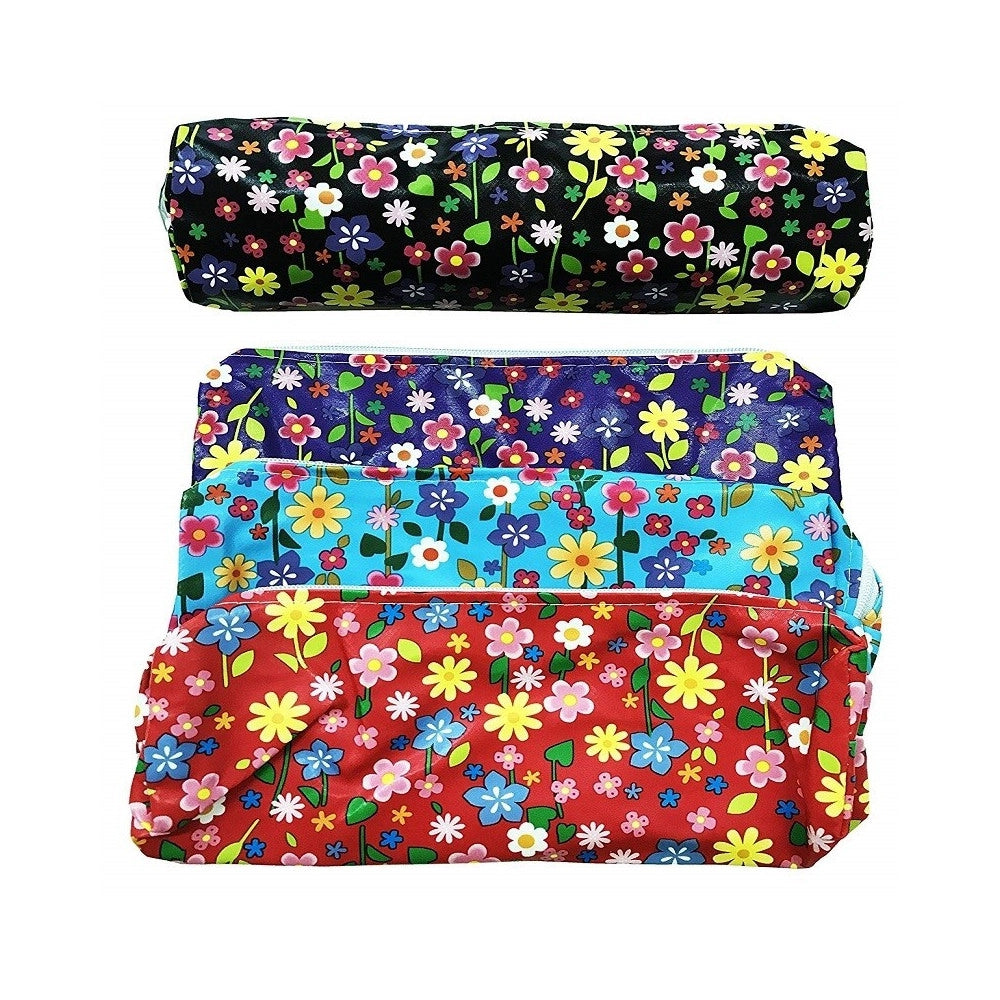 Trade Shop - Set 2 Astucci Fiori Portapenne Portapastelli Matite Cosmetici Borsa Bag Zip -