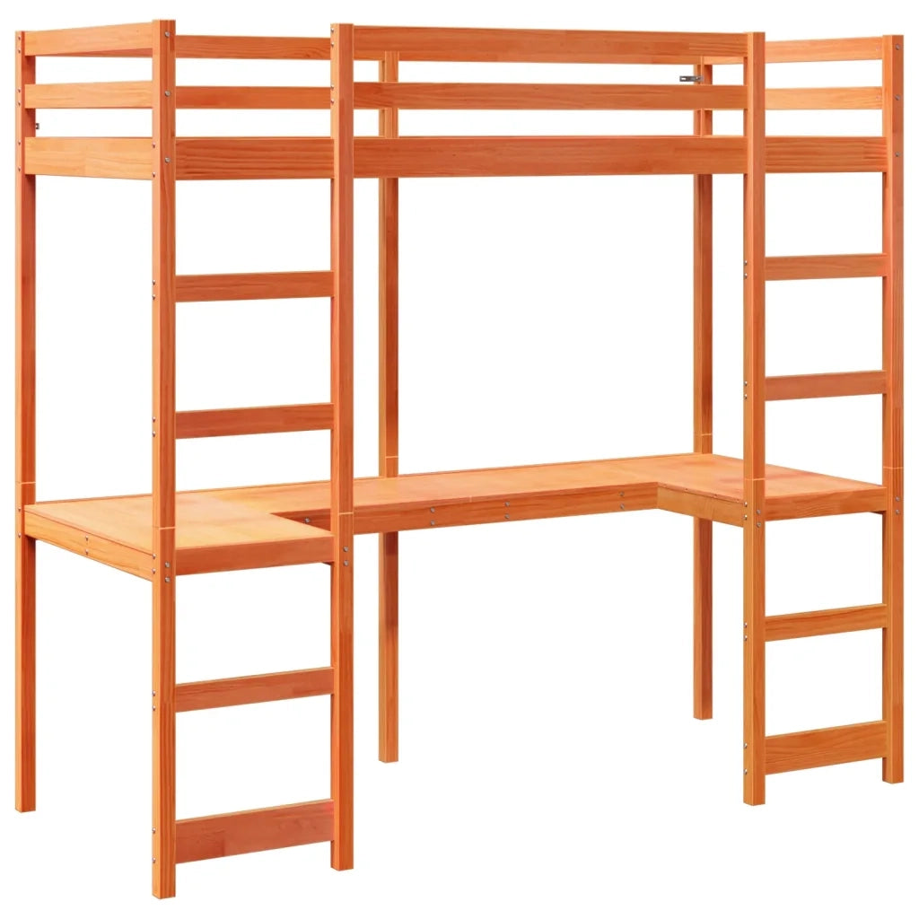Giroletto Soppalco senza Materasso-Struttura Letto Marrone Cera 75x190cm Pino 915839
