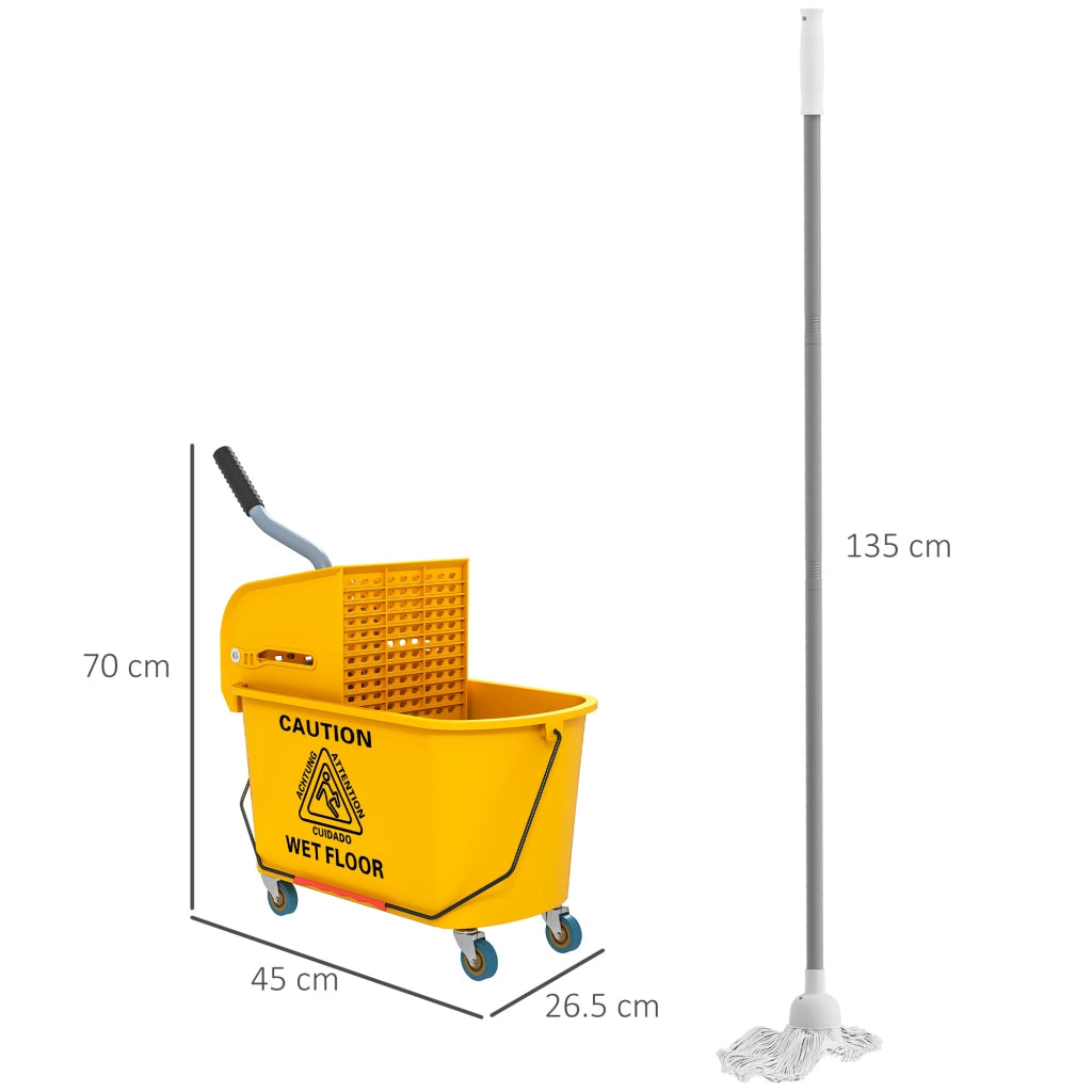 Secchio Lavapavimenti Professionale 20L con Mocio e Strizzatore ¨C Minimal ¨C Giallo 45x26.5x70 cm