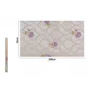 Trade Shop - Rotolo Pellicola Adesiva Pvc Damascato Con Fiori Viola 45cmx2mt Mobili 71219 Casa -