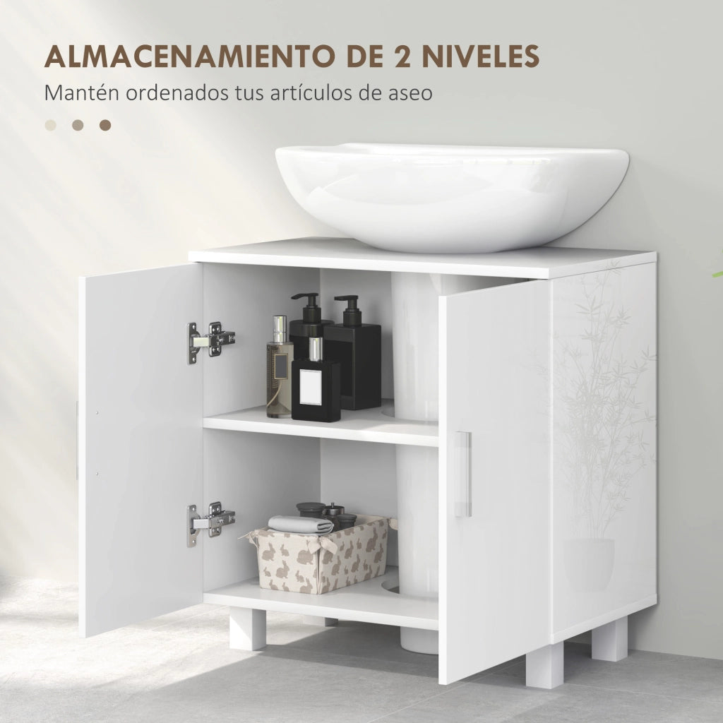 Mobiletto Sottolavabo con 2 Ante e 2 Ripiani ¨C zephmum ¨C Bianco 60x35x60 cm