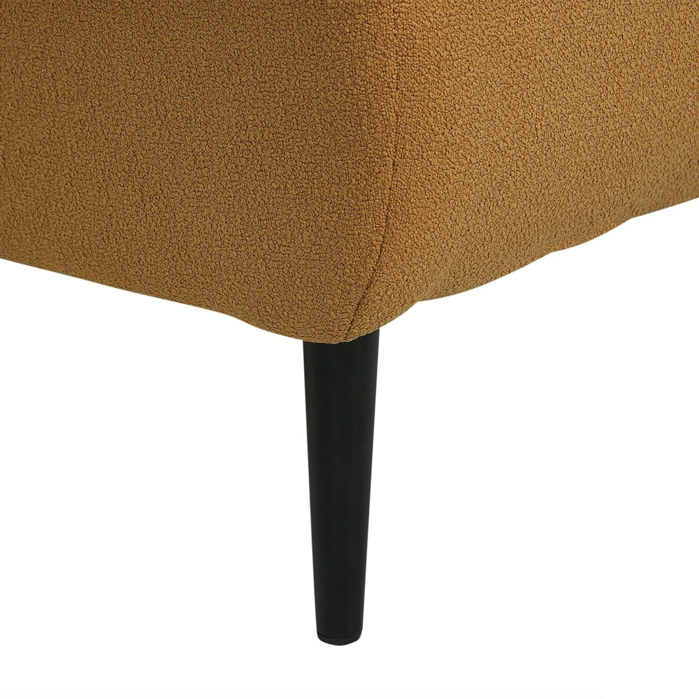 Chaise longue Destra in poliestere giallo con cuscino e gambe metallo da salotto
