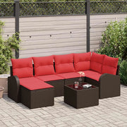 Set di divani con cuscino 7 pcs Marrone e Rosso polyrattan 3354793