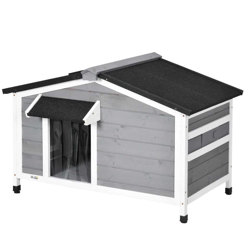 Casetta per Cani in Legno con Tetto e Base ¨C zephmum ¨C Grigio 97x72x65 cm
