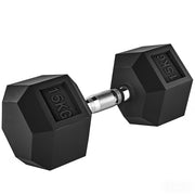 Manubrio 15 kg Esagonale con Impugnatura Antiscivolo. in Acciaio e Gomma. ?15.5 x 33.6 cm. Nero
