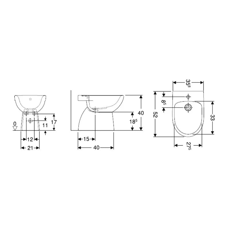 Bidet a pavimento con troppopieno - Serie Selnova
