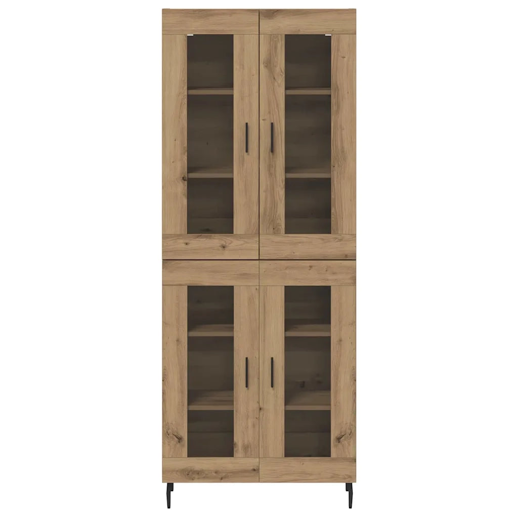 Credenza 2 pz-Set di 2 Buffet-Armadio da cucina Rovere artigianale Legno Stratificato e Vetro 603587