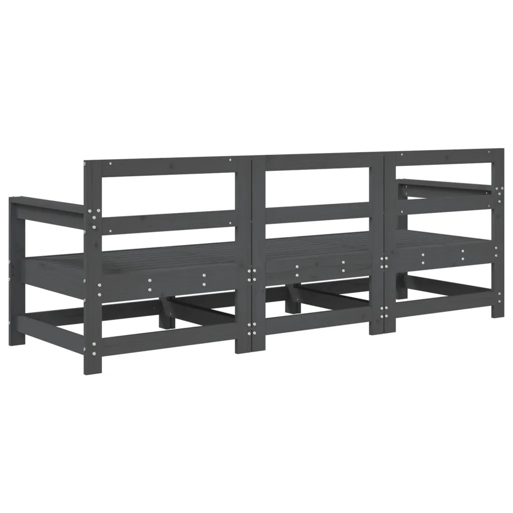 Set Salotto da Giardino 3 pz Grigio in Legno Massello di Pino 825529