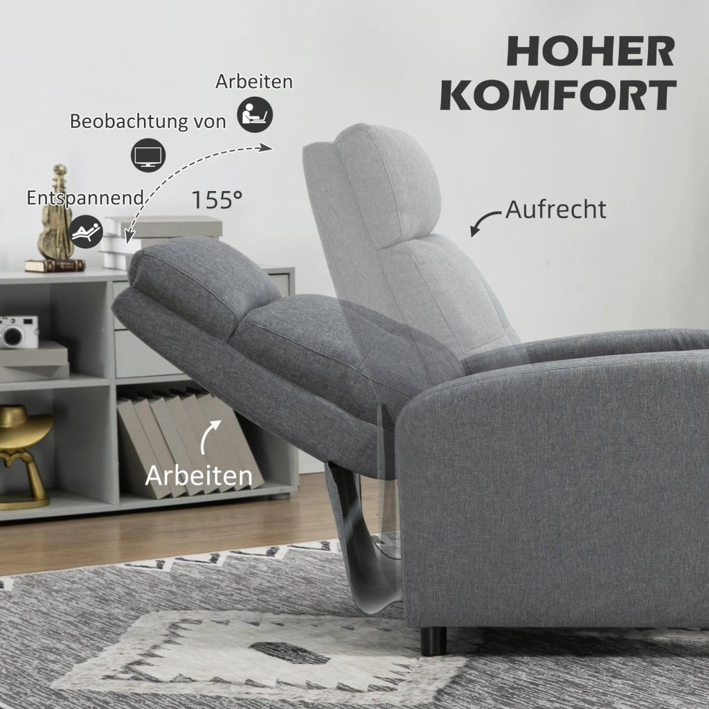 POLTRONA Relax reclinabile in poliestere grigio fino a 155° portata 150 kg