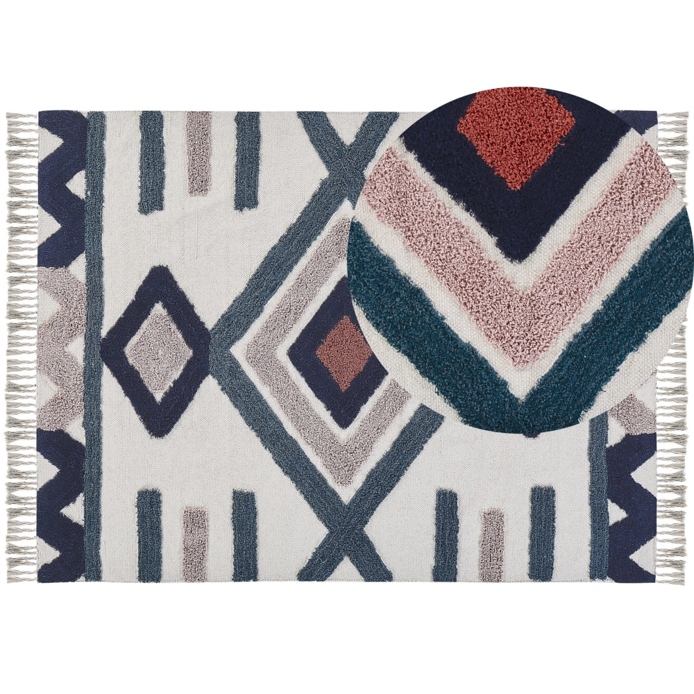 Tappeto di cotone Multicolore con motivo geometrico fatto a mano 160 x 230 cm