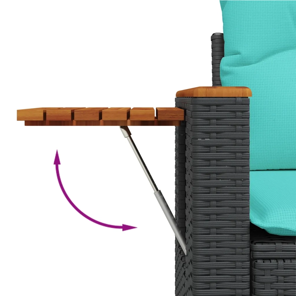 Set Divani da Giardino 7 pz con Cuscini Nero in Polyrattan 3227107