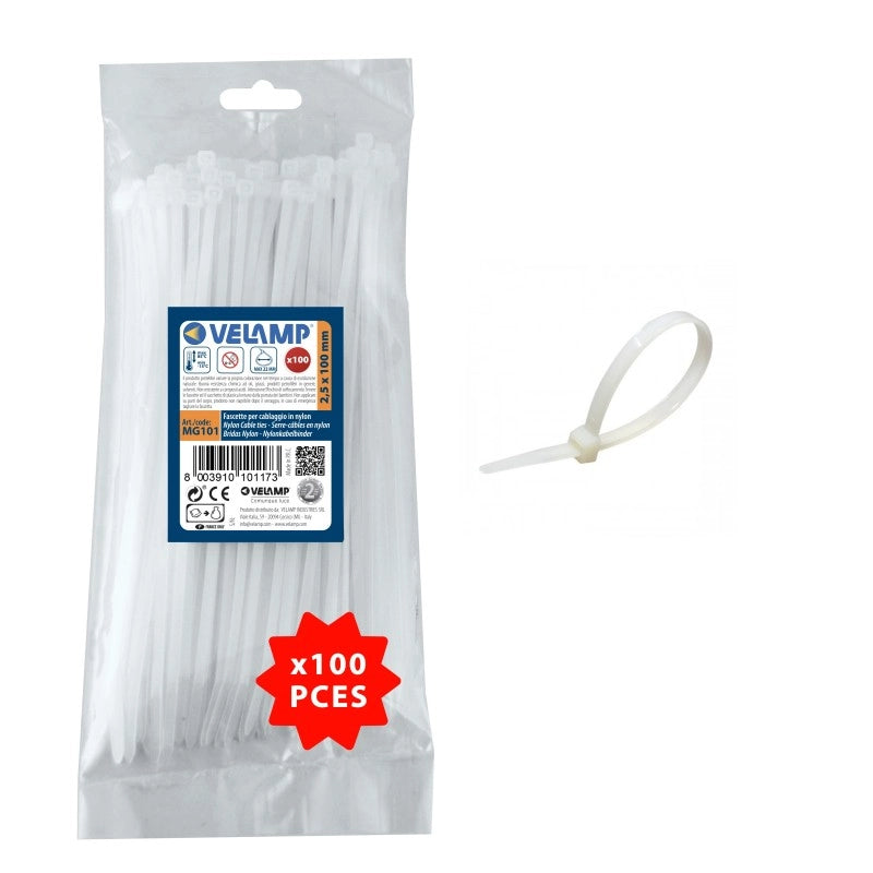 Fascette bianche in nylon 2,5x100 100pz