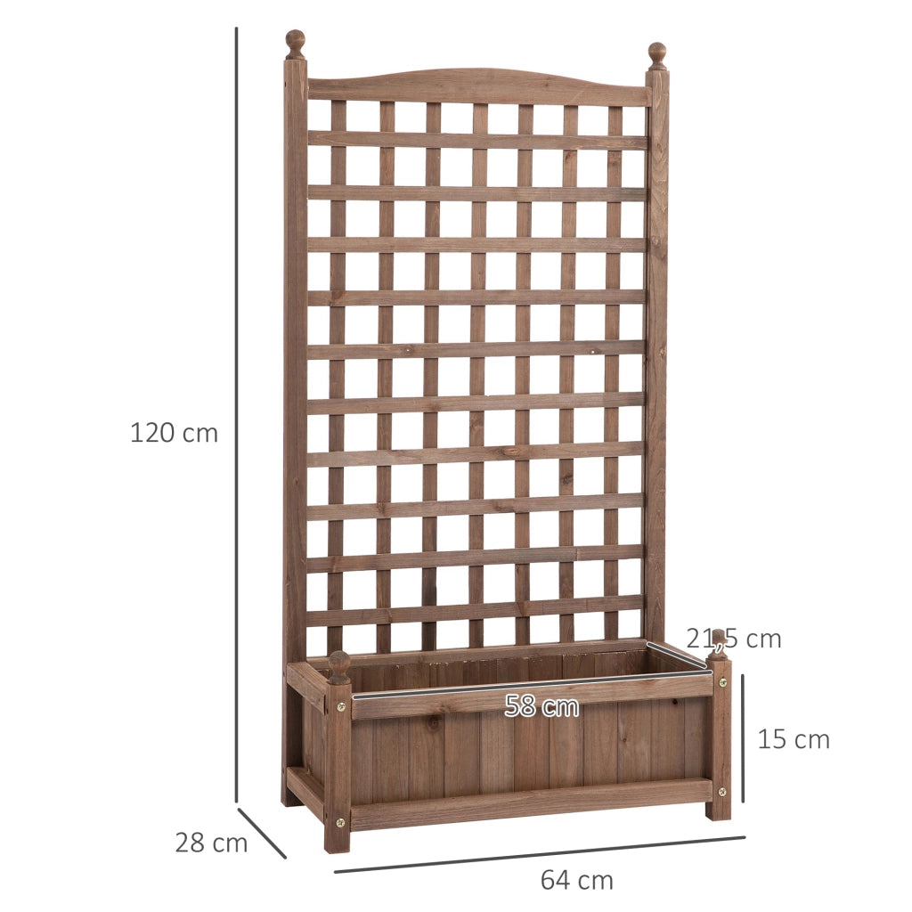 Fioriera con Griglia e Piedistallo ¨C zephmum ¨C Legno di Pino Trattato 64x28x120 cm