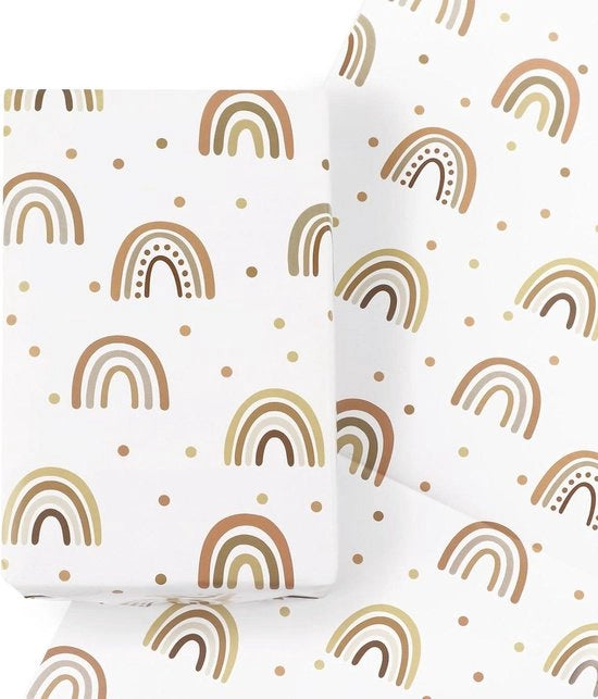 Papel da Carta per Feste di Bambini - 4 Fogli, 50 x 70 cm, Disegno Arcobaleno, per Compleanni, Battesimo e Prima Giornata di Scuola
